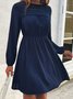 Lace Plain Long Sleeve Crew Neck Party Tunic Dress