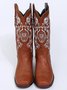 West Style Plus Size Floral Embroidery Cowboy Boots