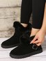 Casual Buckle Decor Faux Suede Furry Snow Boots