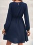 Lace Plain Long Sleeve Crew Neck Party Tunic Dress