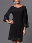 Loose Casual Plain Long sleeve Crew Neck Dress