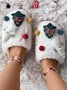 Cartoon Christmas Tree Fuzzy Ball Fuzzy Slippers
