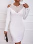 Plain Party Regular Fit Lace Long sleeve Dress