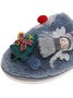 Cartoon Christmas Tree Fuzzy Ball Fuzzy Slippers