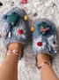Cartoon Christmas Tree Fuzzy Ball Fuzzy Slippers