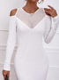 Plain Party Regular Fit Lace Long sleeve Dress