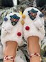 Cartoon Christmas Tree Fuzzy Ball Fuzzy Slippers