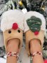 Christmas Color Block Warm Indoor Thermal Slippers