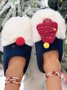 Christmas Color Block Warm Indoor Thermal Slippers