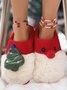 Christmas Color Block Warm Indoor Thermal Slippers