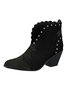 Snake Stitch Rivet Lace Toe Thick Heel Ankle Boots