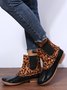 Leopard Plain Plush Warm Panel Waterproof Duck Bean Boots