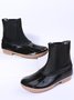 Leopard Plain Plush Warm Panel Waterproof Duck Bean Boots