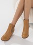 Hollow Side Zip Stacked Wedge Heel  Ankle Boots
