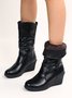Casual Thermal Lined Side Zip Wedge Snow Boots