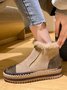 Rhinestone Split Joint Warm Fur Lined Slip on Ankle Boots