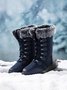 Plus Size Non-Slip Furry Lined Lace-Up Outdoor Boots