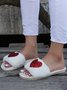 Heart Glitter Decor Fluffy Open-Top Slippers