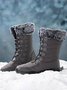 Plus Size Non-Slip Furry Lined Lace-Up Outdoor Boots