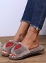 Heart Glitter Decor Fluffy Open-Top Slippers