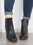 Hollow Side Zip Stacked Wedge Heel  Ankle Boots