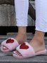 Heart Glitter Decor Fluffy Open-Top Slippers