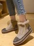Rhinestone Split Joint Warm Fur Lined Slip on Ankle Boots