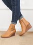 Hollow Side Zip Stacked Wedge Heel  Ankle Boots