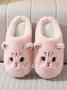 Cartoon Cat Design Embroidered Fuzzy Novelty Slippers