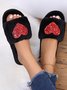 Heart Glitter Decor Fluffy Open-Top Slippers