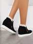 Plus Size Warm Fur Lined Hidden Wedge Ankle Boots