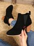Red Stitched Black Suede Chunky Heel Chelsea Boots