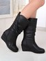 Casual Thermal Lined Side Zip Wedge Snow Boots