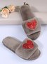 Heart Glitter Decor Fluffy Open-Top Slippers