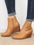 Hollow Side Zip Stacked Wedge Heel  Ankle Boots
