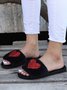 Heart Glitter Decor Fluffy Open-Top Slippers
