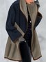 Color Block Loose Shawl Collar Teddy Jacket