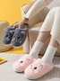Cartoon Cat Design Embroidered Fuzzy Novelty Slippers