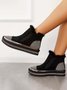 Rhinestone Split Joint Warm Fur Lined Slip on Ankle Boots