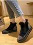 Rhinestone Split Joint Warm Fur Lined Slip on Ankle Boots