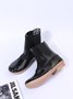 Leopard Plain Plush Warm Panel Waterproof Duck Bean Boots