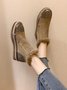 Rhinestone Split Joint Warm Fur Lined Slip on Ankle Boots