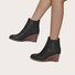 Hollow Side Zip Stacked Wedge Heel  Ankle Boots