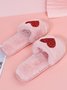 Heart Glitter Decor Fluffy Open-Top Slippers