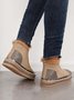 Rhinestone Split Joint Warm Fur Lined Slip on Ankle Boots