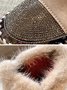 Rhinestone Split Joint Warm Fur Lined Slip on Ankle Boots