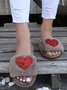 Heart Glitter Decor Fluffy Open-Top Slippers