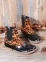 Leopard Plain Plush Warm Panel Waterproof Duck Bean Boots