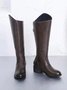 Plus Size Vintage Back Zip Riding Boots with Buckle Decor