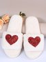 Heart Glitter Decor Fluffy Open-Top Slippers